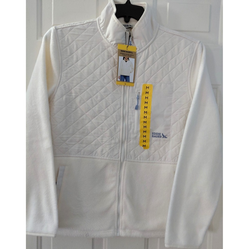 Eddie Bauer Quilted Half-Zip Pullover White Med